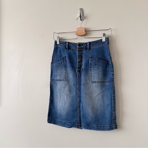 ANTHROPOLOGIE-PILCRO & Letterpress Double Pocket Denim Skirt (Size:0) - Picture 2 of 8